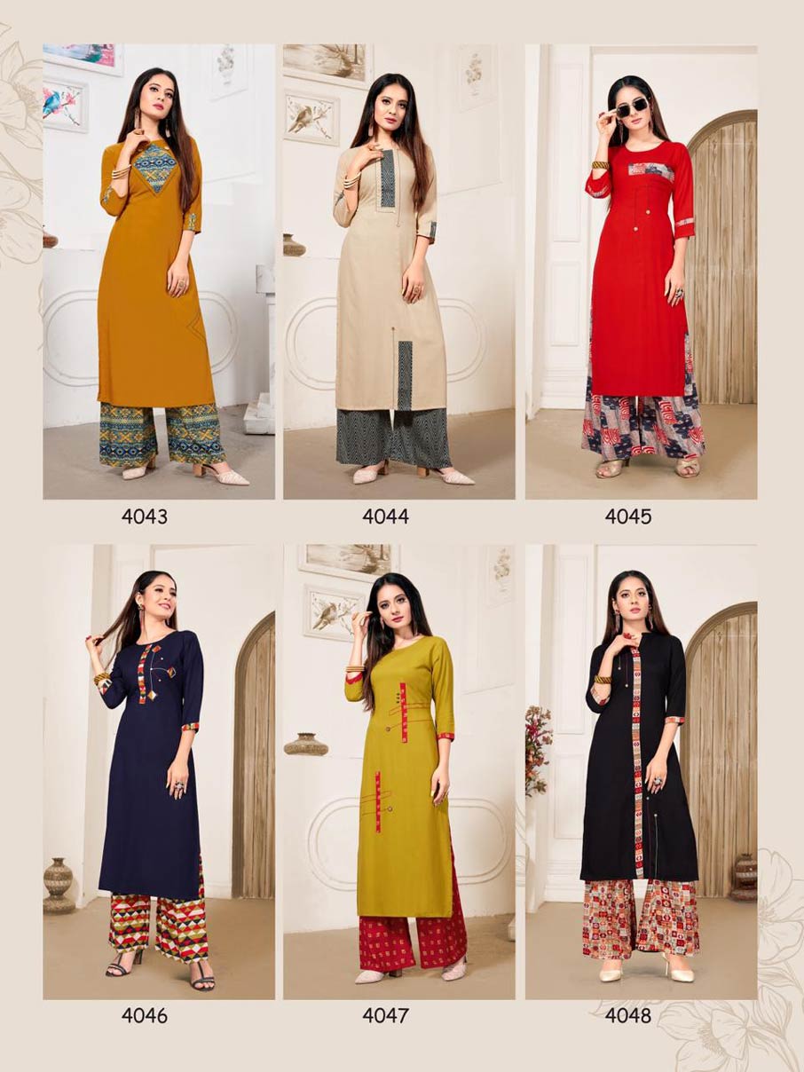 Plazzo Queen Vol-8 Rayon Kurti Catalog Set Plazzo Queen Vol-8 Rayon Kurti Catalog Set